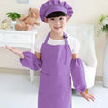 Children's Cartoon Design Safety Apron Set Baking Cooking Kids Apronwith Chef's Hat Headscarf and Sleeve Cover