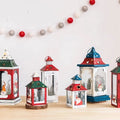 Christmas Metal and Glass Lantern Candle Holders Craft for Home Decoration or Shopping Mall Decorations Lamp