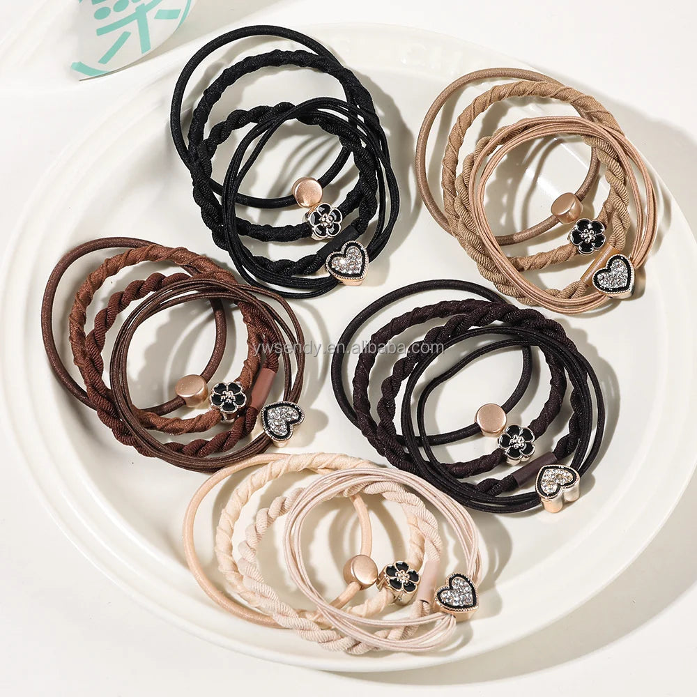 Hot Selling Korean Braided Simple Hair Ties Cute Girls Rubber Bands Hair Wholesale Women Versatile Hair Rope Ornament