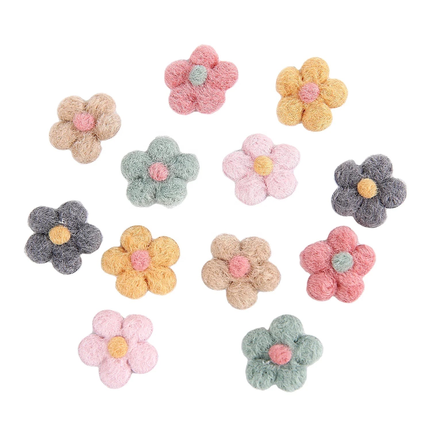 2.2CM Handmade DIY Clothing Accessory Simulated Knitted Five-Petaled Flowers Small Eco-Friendly Straw Hat Decoration Flowers