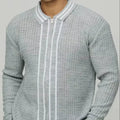 2025 Men's 100% Cotton Zip-up Cardigan Long Sleeve Embroidered Light-Weight Knitted Shirt Regular Fit for Autumn Season