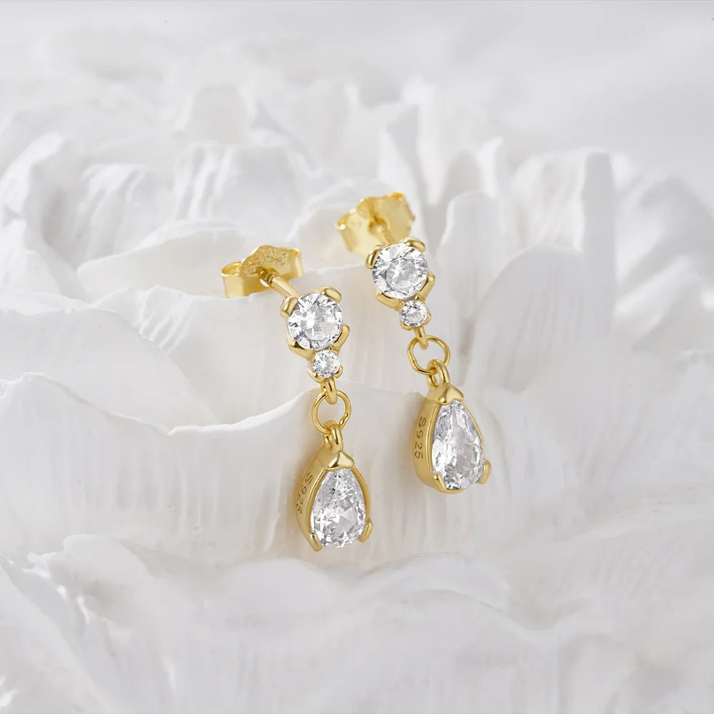 Individual Elegant and Delicate Ear Stud Sterling Silver 925 Jewellery 18k Gold Plated Earrings