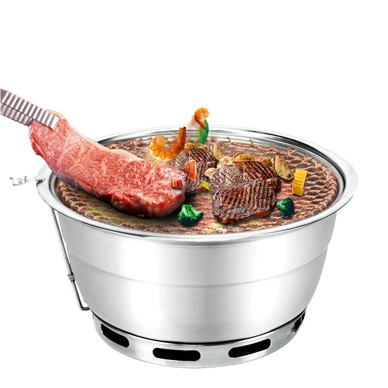 Korean Restaurant Charcoal Grill Stove Embedded Stainless Steel BBQ Grill for Commercial Use Factory Direct