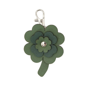YY PU Leather Four-leaf Clover Bag Charm Keychain Shamrock Four Leaf Clover Leather Purse Charm Good Luck Gift