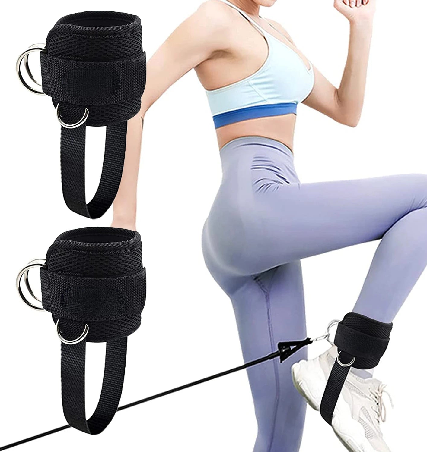 Padded D Ring Adjustable  Ankle Strap Kickbacks  for Cable Machines Ankle Cuffs Glute Leg Butt Workout