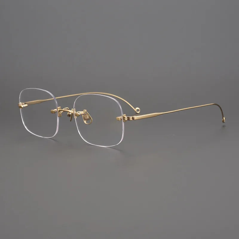 2023 Luxury Shenzhen High-quality Fashion Frameless Retro Glasses Frame Women's Glasses Gold Titanium Glasses Frame Wholesale