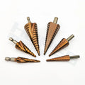 HSS Co M35 Step Drill Bits with Straight Helix Spiral Flutes Hex Tri-flats Shank for Thick Stainless Steel Drilling Hole