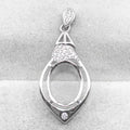 Sterling Silver 10*13mm Semi Mount Pendant Empty Frame Blank Support Setting S925 Base Holder Without Center Stone for DIY Inlay