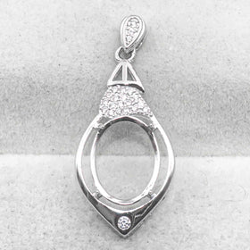 Sterling Silver 10*13mm Semi Mount Pendant Empty Frame Blank Support Setting S925 Base Holder Without Center Stone for DIY Inlay
