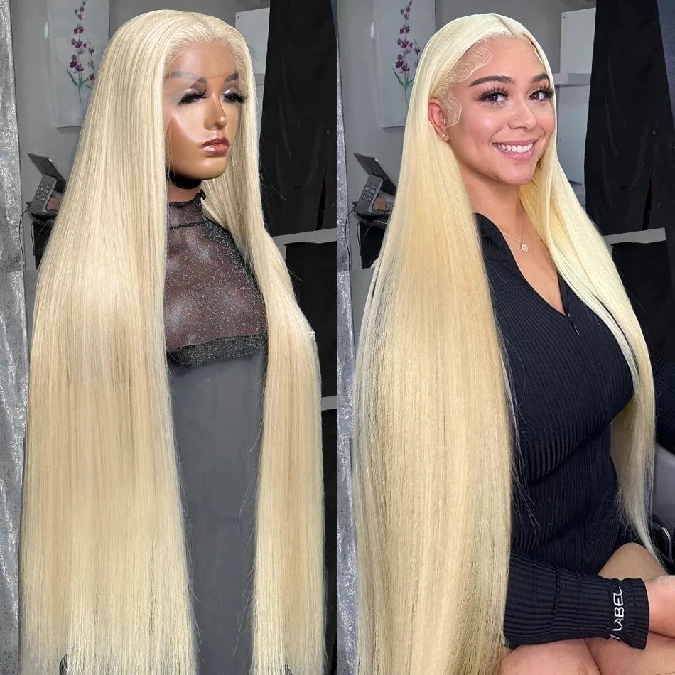 HD Lace Wigs Virgin Brazilian Human Hair 30 Inch Full Lace Wig Blonde Color 613 Full Lace Wig