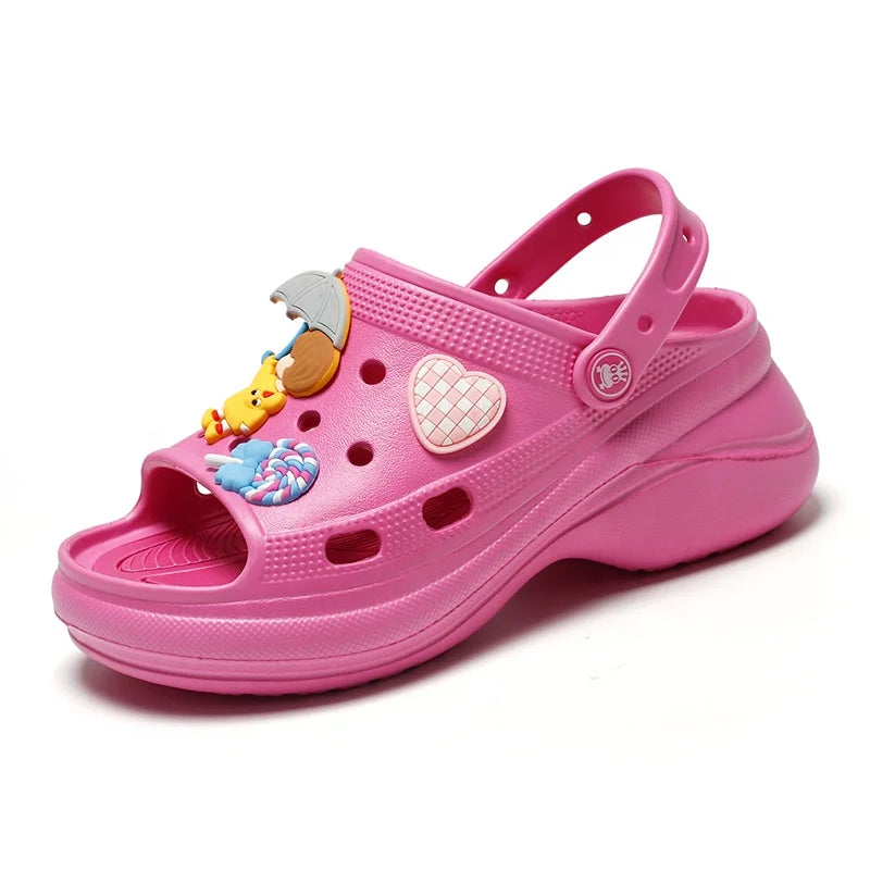 New Design Women Slides Slipper Summer Beach Women EVA Slides Shoes Multicolor Clogs with High Heel Women Platform Sandals