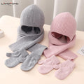 Landfond Accessory 3 Pieces Kids Beanie Hat Scarf Gloves Set Knit Winter Warm Set for Toddler Boys Girls
