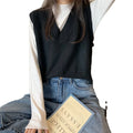 Sweater Vest Women Solid Autumn Winter All-match Leisure Outerwear Knitted V-Neck Sleeveless Female Elegant Chic Simple Harajuku