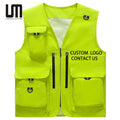 2025 Men's Summer Mesh Fishing Jacket Waistcoat - Breathable Solid Color Hunting Vest with Multi-Pockets (Casual Outdoor Wear)
