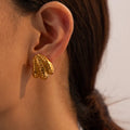 Wholesale 18k Gold Plated Waterdrop Earrings Hammered Texture Earring Womens Gold Stud Earrings Stainless Steel Jewelry