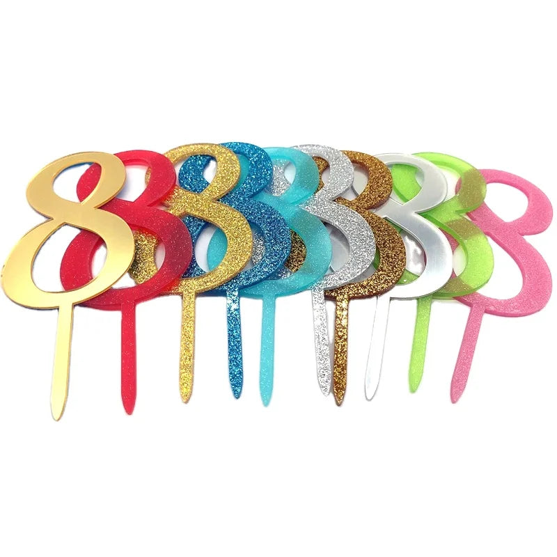 Number 8  Acrylic  Cake Topper  Glitter Acrylic Cake Topper for Birthday Cake Decoration