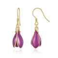 YBO Luxury Women's 18K Gold Plating Fine Jewelry Yellow Purple Flower Tulip Enamel Drop Earrings Trendy for Weddings Parties