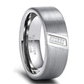 Poya Jewelry 8mm Flat Edges Three CZ Stone Inlay Brushed Silver Black Blue Plated Tungsten Rings