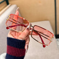 Lbashades 8046 Ladies Small Square Vintage Women Sun Shades Glasses Rectangular Rimless Metal Sunglasses