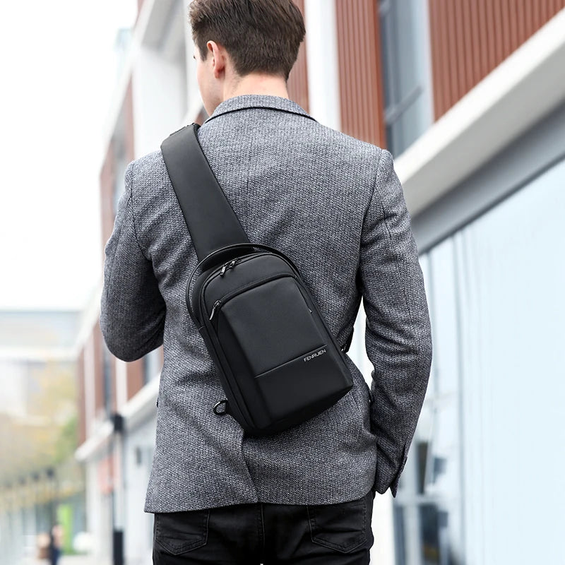 FENRUIEN Oxford Cloth Multifunctional Cross Body Purses for Men Waterproof Single Crossbody Bag USB Charging Shoulder Bags 2021