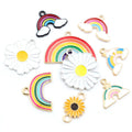 8pcs/lot Sunflower Rainbow Enamel Metal Charms Pendant for DIY Necklace Bracelet Jewelry Making Findings Supplies