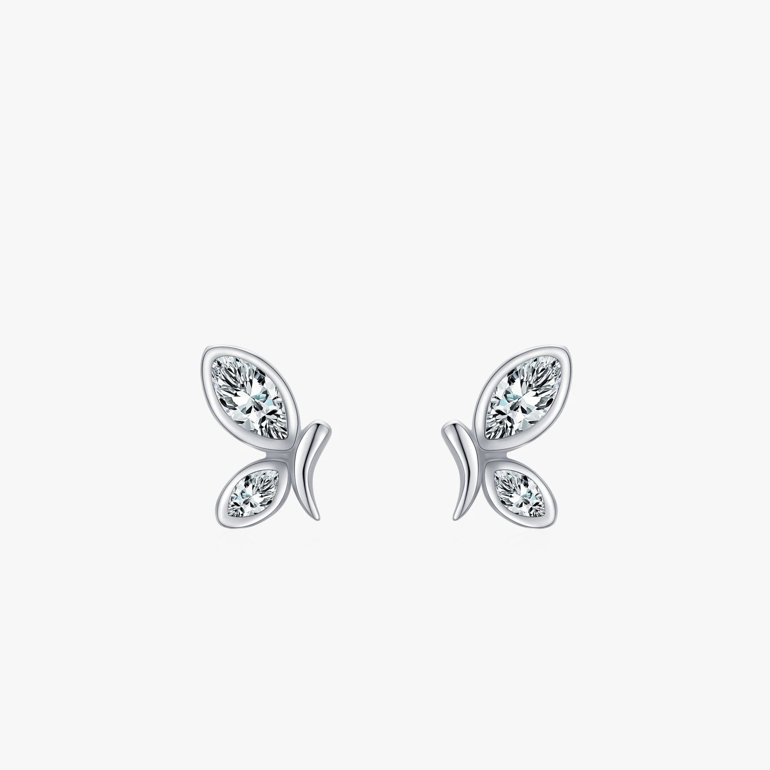 Ailmay Top Quality Real 925 Sterling Silver Lovely Charm Butterfly Stud Earrings Fashion Clear Cz Stud Earring for Women Jewelry