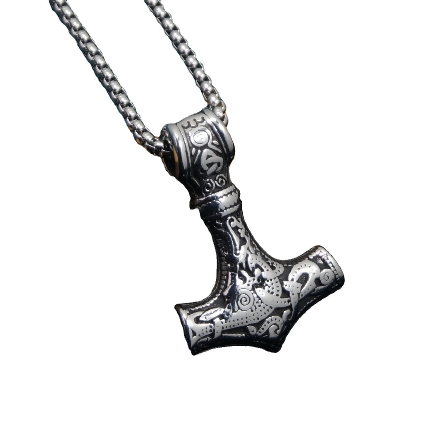 Vintage Viking Stainless Steel Thor Hammer Necklace Man Accessories Gift