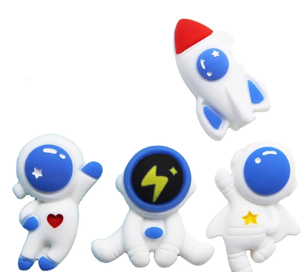 100Pcs Cartoon Space Astronaut Rocket Resin Flat Back Cabochon Scrapbooking Hair Bow Center Embellishments DIY Accessories