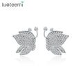 LUOTEEMI Stud Dangle Silver Christmas Jewelry Cubic Zirconia Fancy for Party Girl Butterfly Earring