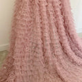 Pink Ruffle Cake Dress Fancy Mesh Net Lace Fabric