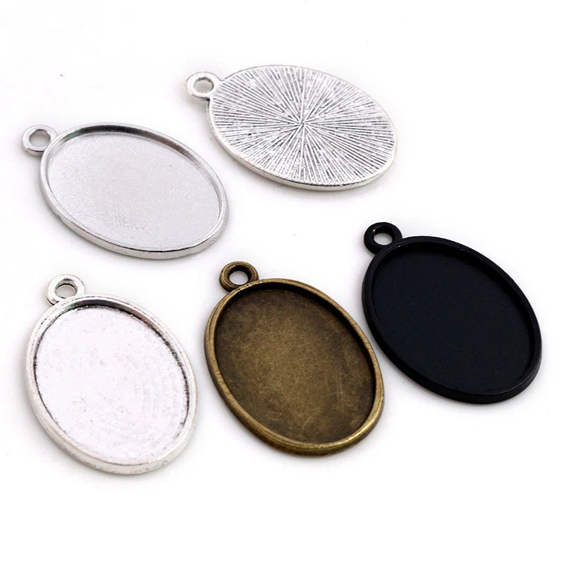 18x25mm Inner Size Pendant Blank Bezel Trays DIY Necklace Pendant Cameo Cabochon Base Setting DIY Jewelry Findings Supplies