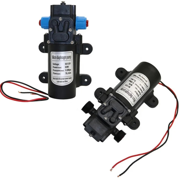 DC12V 60W Water Pump Micro Diaphragm Misting System High Pressure 18mm 1/2 Inch Thread Self Priming Booster Pump