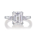 Silver 925 Plated Fine Ring Classic 1-4ct Emerald Moissanite Diamond Gemstone Choice White Rose Gold 5AAAAA GRA Certification