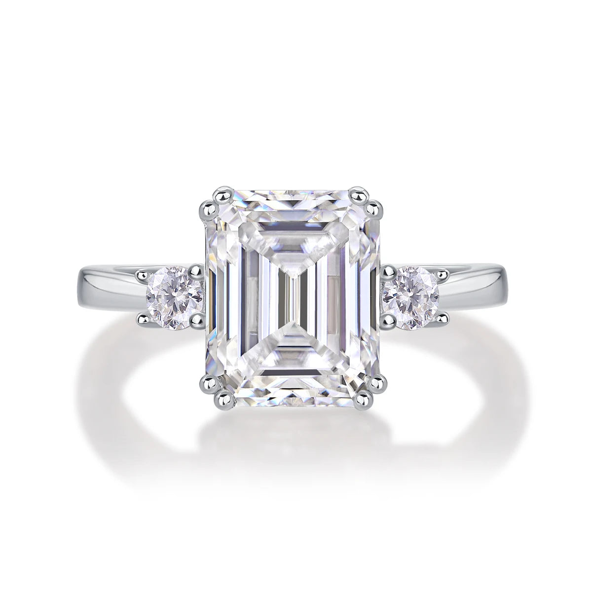 Silver 925 Plated Fine Ring Classic 1-4ct Emerald Moissanite Diamond Gemstone Choice White Rose Gold 5AAAAA GRA Certification
