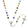 Wholesale Catholic Cross Glass Rosary Necklace Colorful Glass Beads Rosary Necklace