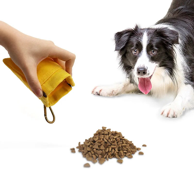 Outdoor Dog Food Canvas Bags With Hook Portable Dog Treat Storage Squeeze Pouch Pet Dog Foods Hands-Free Carrying Waist Bag