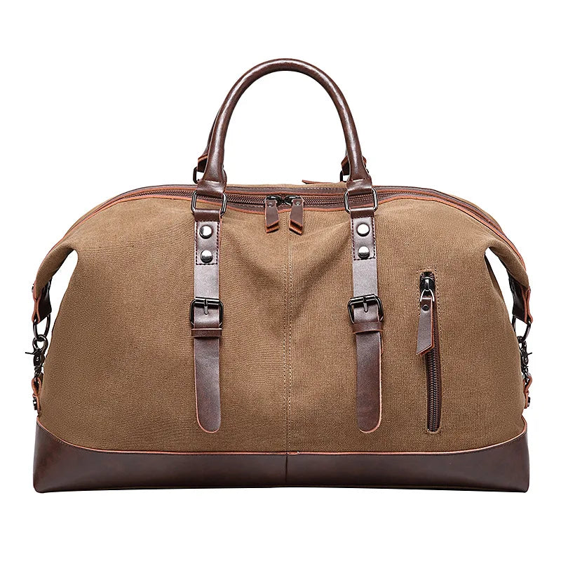 2025 Custom Print Logo Wholesale Large Capacity Classic Sport Men PU Leather Canvas Duffel Bag