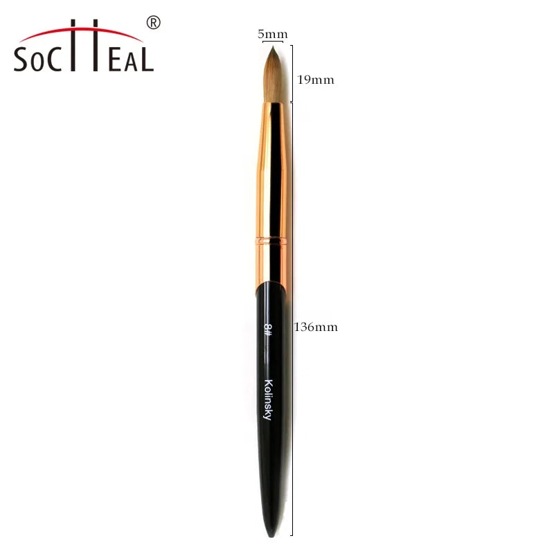 High-end Acrylic Nail Beauty Brush 100% Pure Kolinsky 3D Brush with Metal Handle for UV Acrylic Manicure