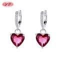 Pink Heart Shape Fashion Jewelry Rhodium Plating Vintage 925 Sterling Silver Drop Earrings