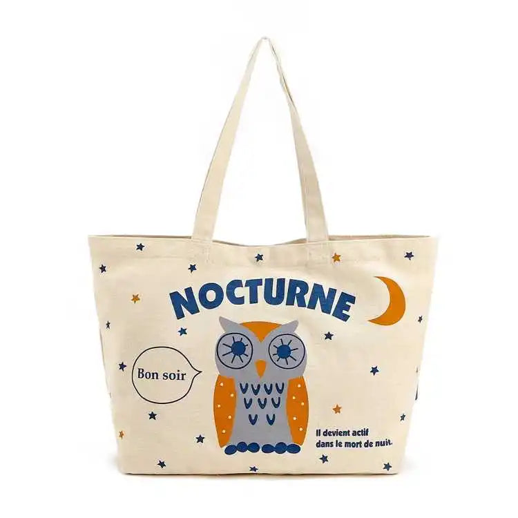 Custom Logo Printed Eco-Friendly Recycled Reusable Bulk Large Organic Calico Cotton Canvas Letter Grocery Shopping Tote Bag