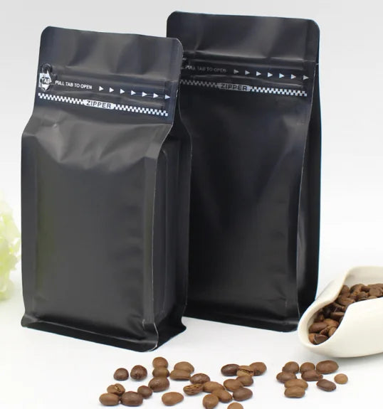 Matte Printed square Bottom Stand-Up1lb Coffee Packaging Pouch Bag  With Valve and  Tear off Zipper