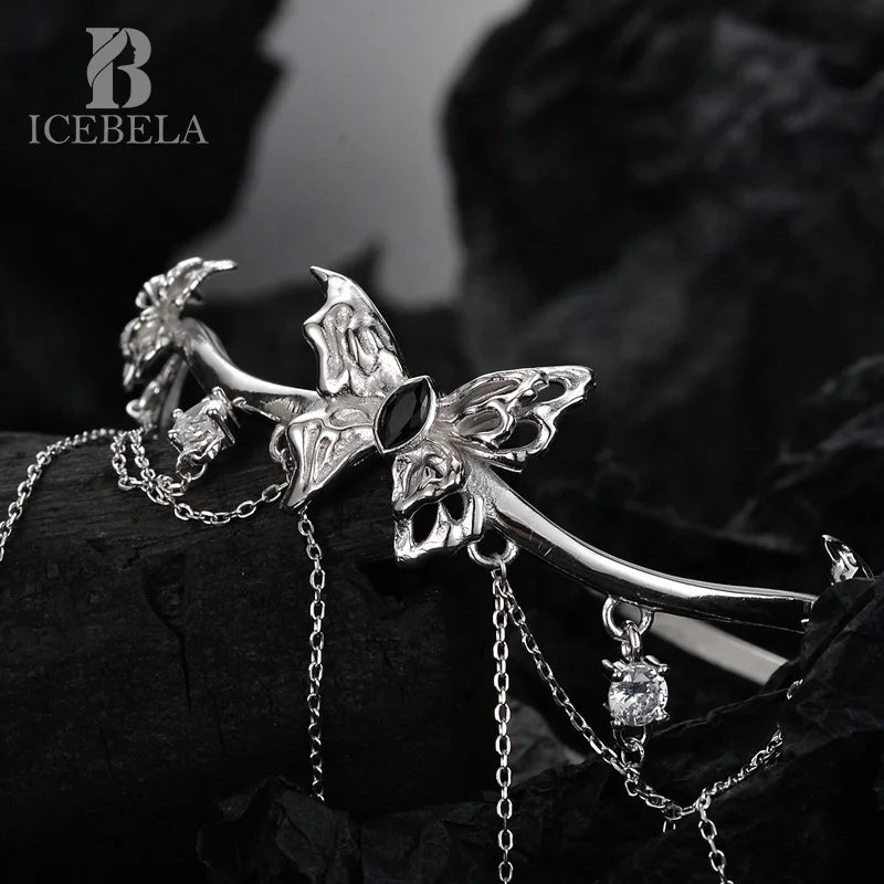 ICEBELA Nightclub Party Icebella Fine Jewelry 925 Sterling Silver Chic Butterfly 5A Zircon Inlaid Tassel Arm Ring for Girls