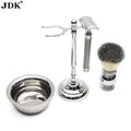 JDK Personalized Shaving Kit Men Safety Razor 5 Blades Beard Care Shaving Razor Grooming Set Wet Shave Brush Set