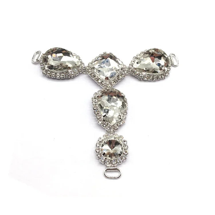 Silver Jewels Crystal Diamond T-back Bikini Chain Thong Bikini Connectors for Swimsuit Shining Rhinestone Accessories