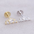 Ear Piercing Zirconia Gold Tragus Flat Back Stud Earrings for Women