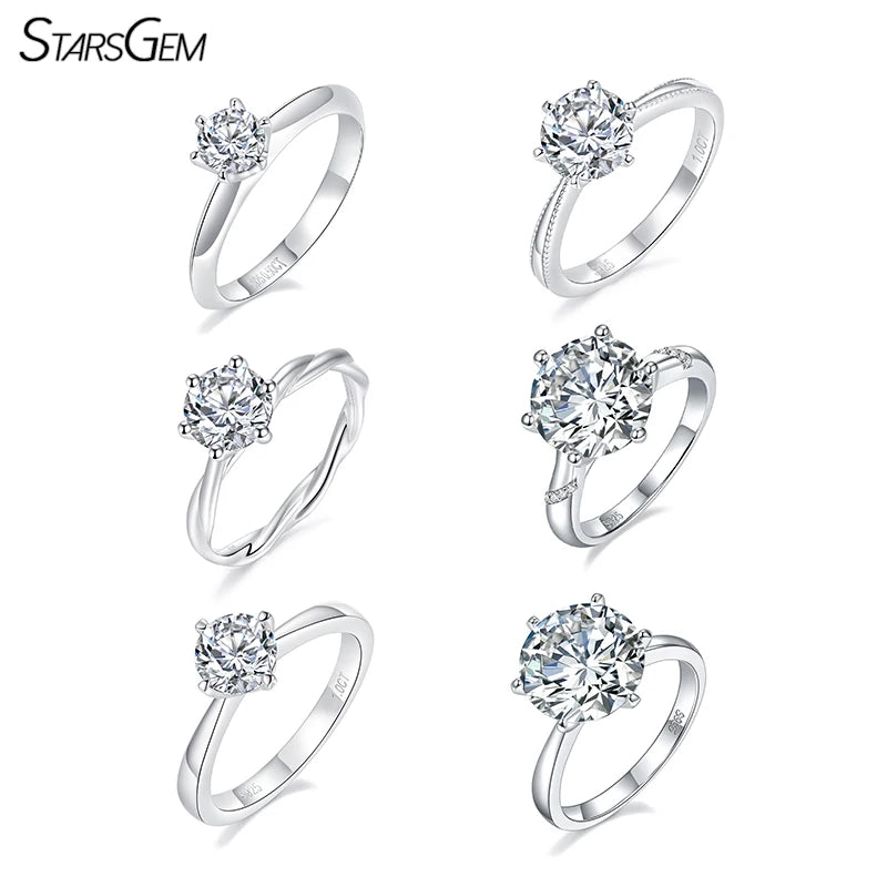 Moissanite Engagement Women Ring 925 Sterling Silver Plated White Gold 1CT DEF VVS Moissanite Rings