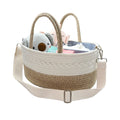 Rope Diaper Caddy Organizer Large Portable Nursery Storage Bin and Car Travel Organizer Tote Bag with Dividers for Diapers