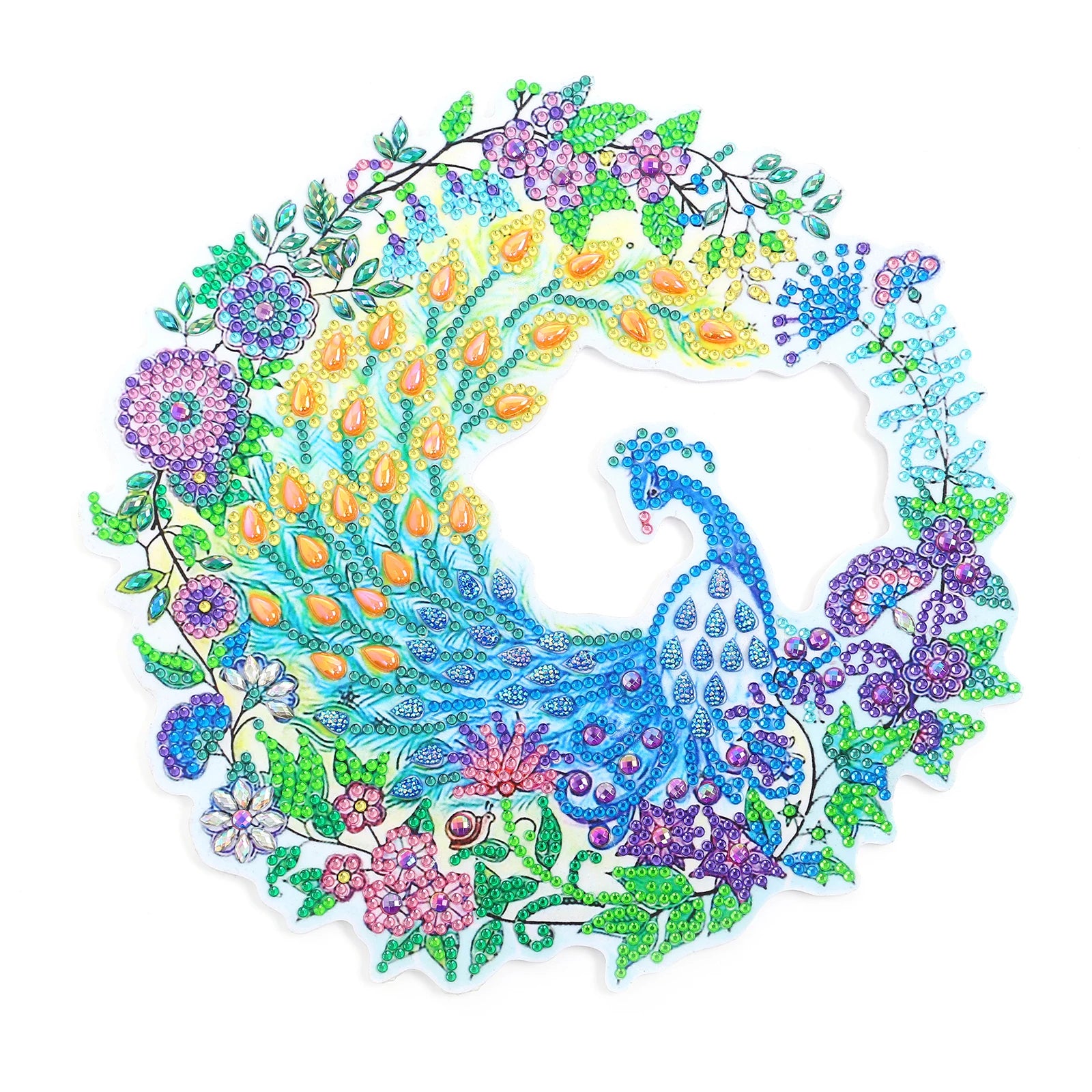 5D Diamond Painting Peacock Wreath Crystal Wreath Door Window Pendant Wall Painting Flower Diamond Art Craft
