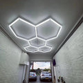 5 Grid Hexagon LED Garage and Office Lights Car Detail Workshop Retail Honeycomb Barbers Lights Car Detailing Garages
