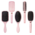 Ionic Daily Styling Comb Set for Women Pink Portable Paddle Brush Hollow Out Curved Comb Massage Cushion Brushes